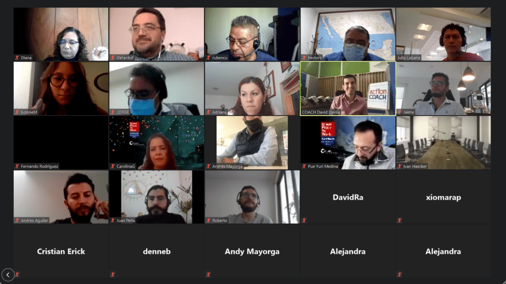 Sesión en línea de taller ActionCLUB para dueños de negocios